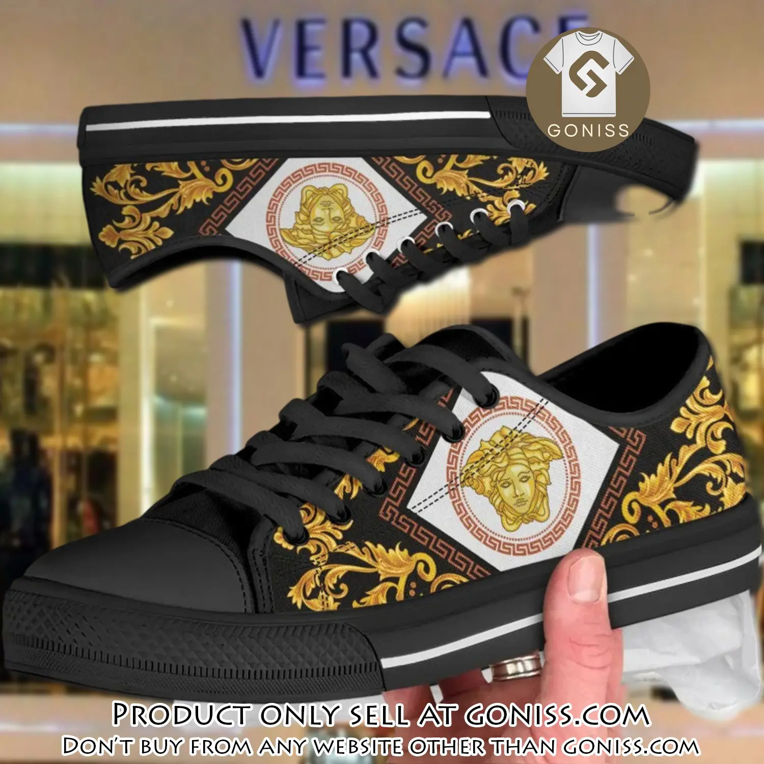 Versace medusa low top canvas shoes luxury brand gifts for men women gn0121305